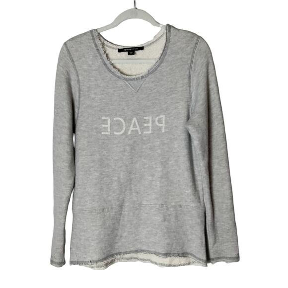Fifteen Twenty Women's Sz S Grey Reverse Peace Sweatshirt Raw Hem Distressed - Picture 1 of 6